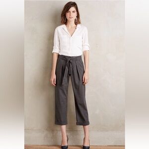 Anthropologie Cartonnier Woman's Belted Barton‎ Trousers Gray Size 4 NWT